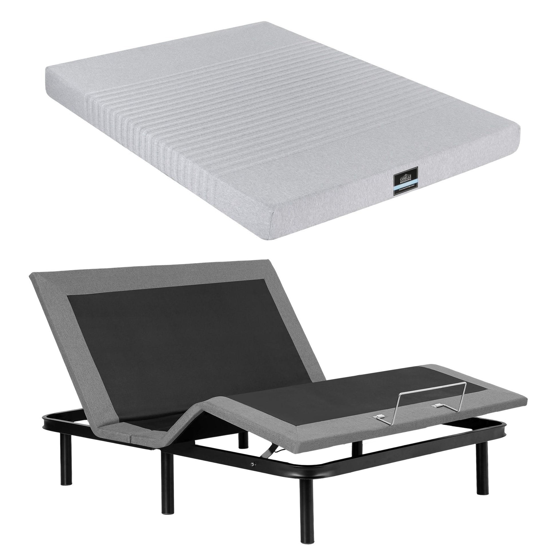 Artiss Queen Bed Frame and Giselle Bedding Queen Memory Foam Mattress Set, Electric Bed Base with Zero EAB-8183-NOBLE-15-Q