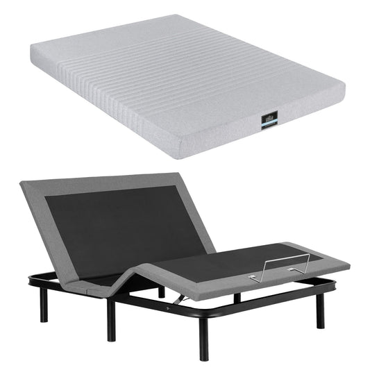 Artiss Queen Bed Frame and Giselle Bedding Queen Memory Foam Mattress Set, Electric Bed Base with Zero EAB-8183-NOBLE-15-Q