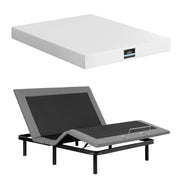 Artiss Double size bed frame & Giselle Bedding Double Mattress Combo, adjustable bed Base for Snoring Relief, Independent Head Foot Incline, Wireless Remote, Black,20cm Thickness