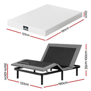 Artiss Double size bed frame & Giselle Bedding Double Mattress Combo, adjustable bed Base for Snoring Relief, Independent Head Foot Incline, Wireless Remote, Black,20cm Thickness