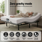Artiss Double size bed frame & Giselle Bedding Double Mattress Combo, adjustable bed Base for Snoring Relief, Independent Head Foot Incline, Wireless Remote, Black,20cm Thickness