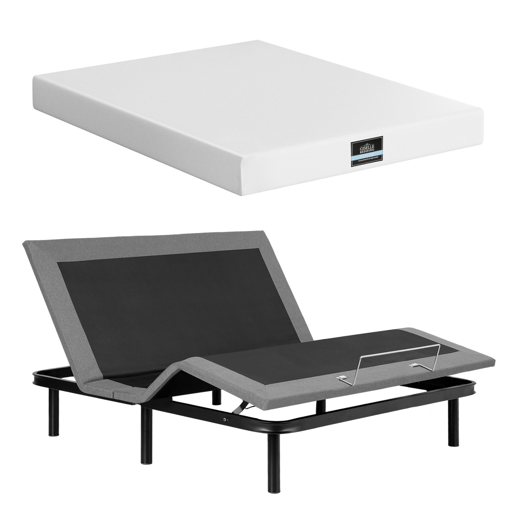 Artiss King size bed frame & Giselle Bedding King Mattress Combo, adjustable bed Base for Snoring Relief, EAB-8183-PURE-20-K