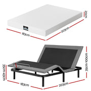 Artiss King size bed frame & Giselle Bedding King Mattress Combo, adjustable bed Base for Snoring Relief, Independent Head Foot Incline, Wireless Remote, Black,20cm Thickness