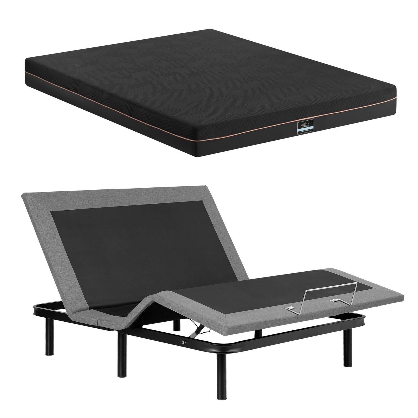 Artiss Double size bed frame with Giselle Bedding Double Mattress, adjustable bed Base Combo for Snoring EAB-8183-SHADOW-18-D