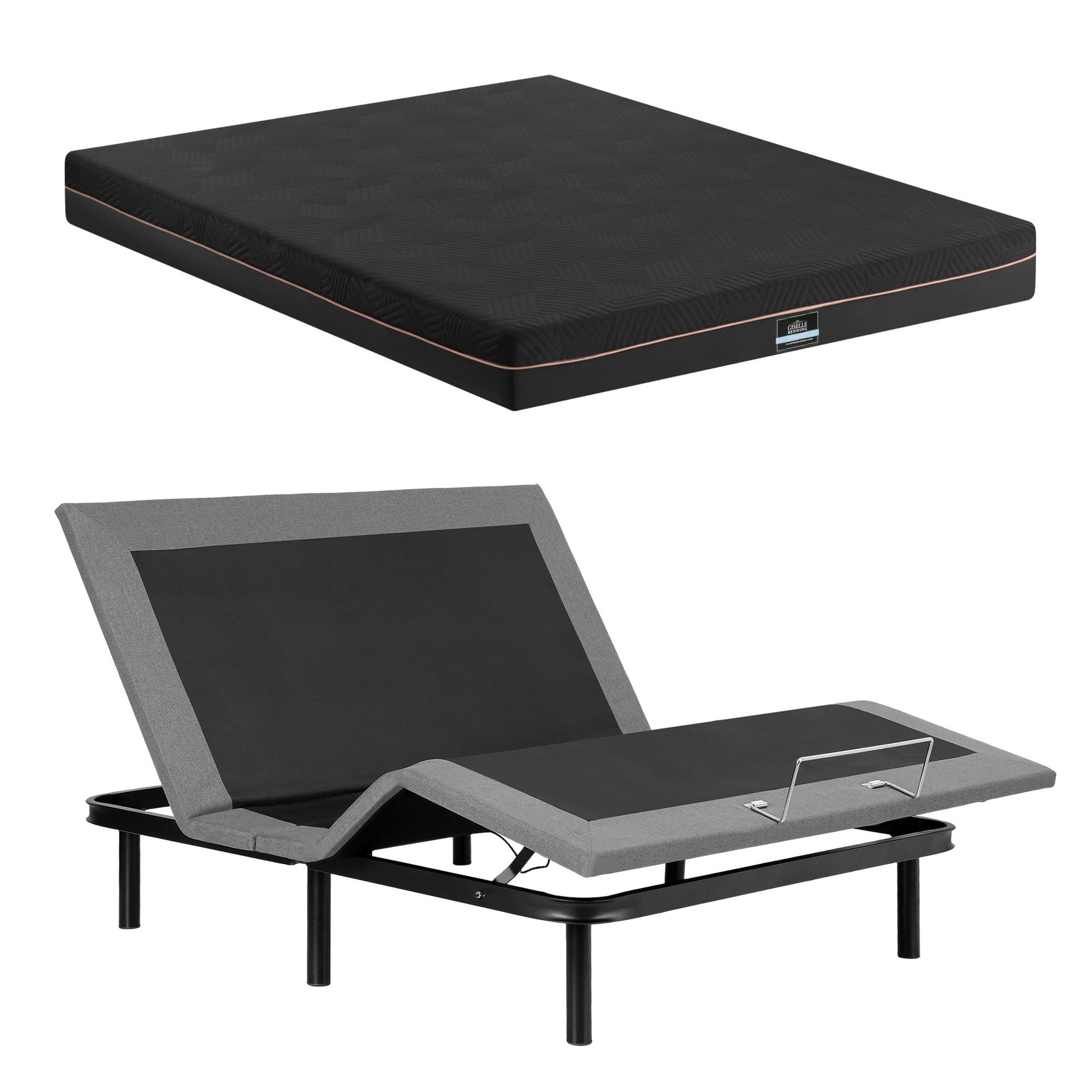 Artiss Double size bed frame with Giselle Bedding Double Mattress, adjustable bed Base Combo for Snoring EAB-8183-SHADOW-18-D