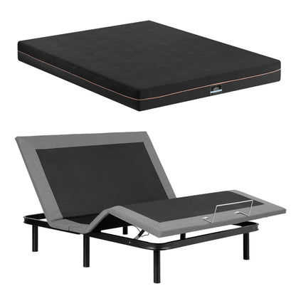 Artiss Double size bed frame with Giselle Bedding Double Mattress, adjustable bed Base Combo for Snoring EAB-8183-SHADOW-18-D