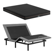 Artiss Double size bed frame with Giselle Bedding Double Mattress, adjustable bed Base Combo for Snoring Relief, Independent Head Foot Incline, Wireless Remote, Black,18cm Thickness
