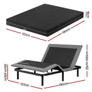 Artiss Double size bed frame with Giselle Bedding Double Mattress, adjustable bed Base Combo for Snoring Relief, Independent Head Foot Incline, Wireless Remote, Black,18cm Thickness