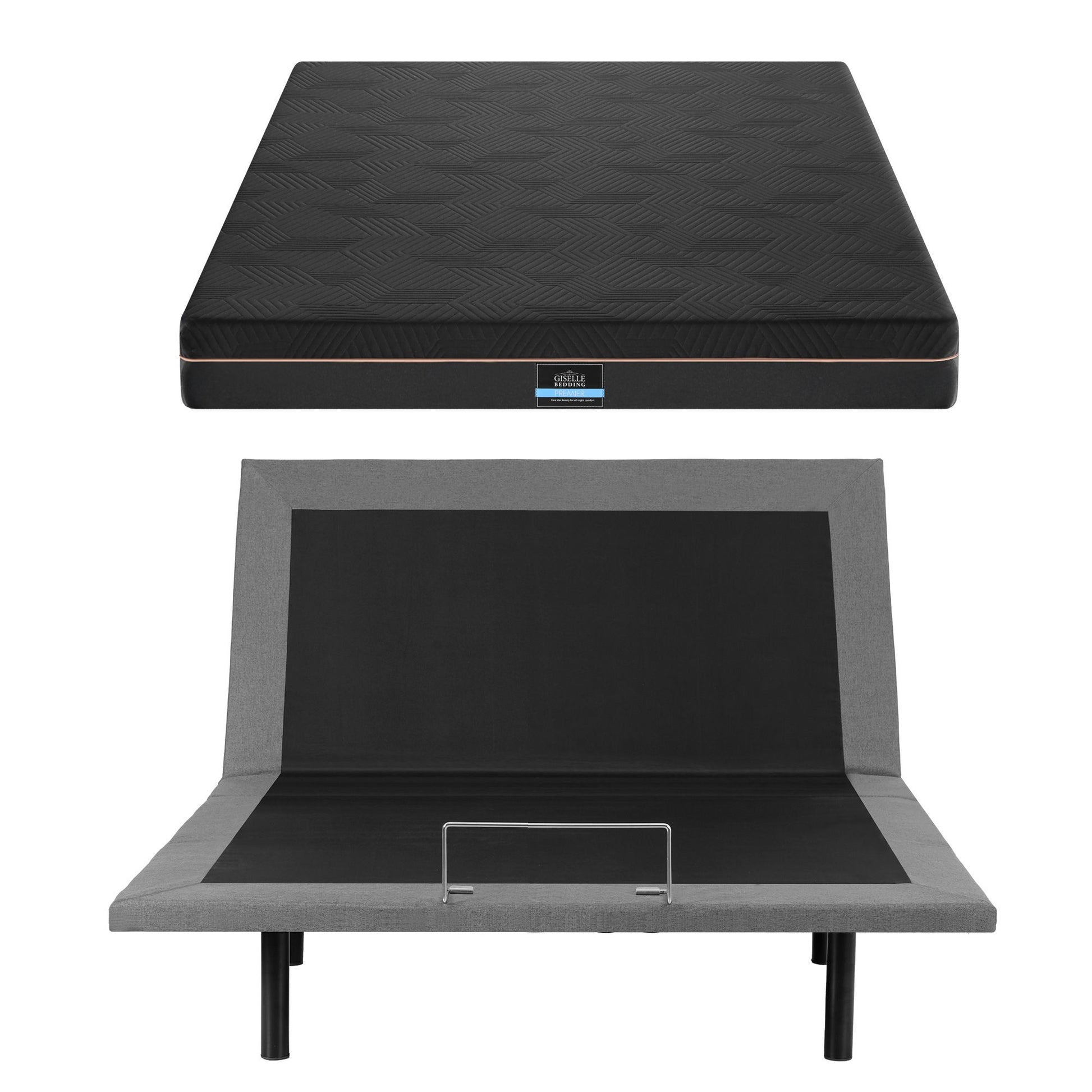 Artiss Double size bed frame with Giselle Bedding Double Mattress, adjustable bed Base Combo for Snoring EAB-8183-SHADOW-18-D