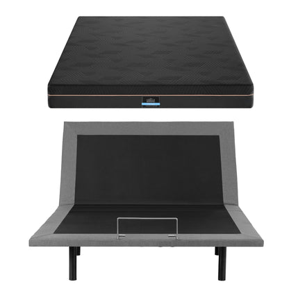 Artiss Double size bed frame with Giselle Bedding Double Mattress, adjustable bed Base Combo for Snoring EAB-8183-SHADOW-18-D