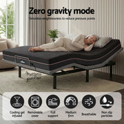 Artiss Double size bed frame with Giselle Bedding Double Mattress, adjustable bed Base Combo for Snoring Relief, Independent Head Foot Incline, Wireless Remote, Black,18cm Thickness