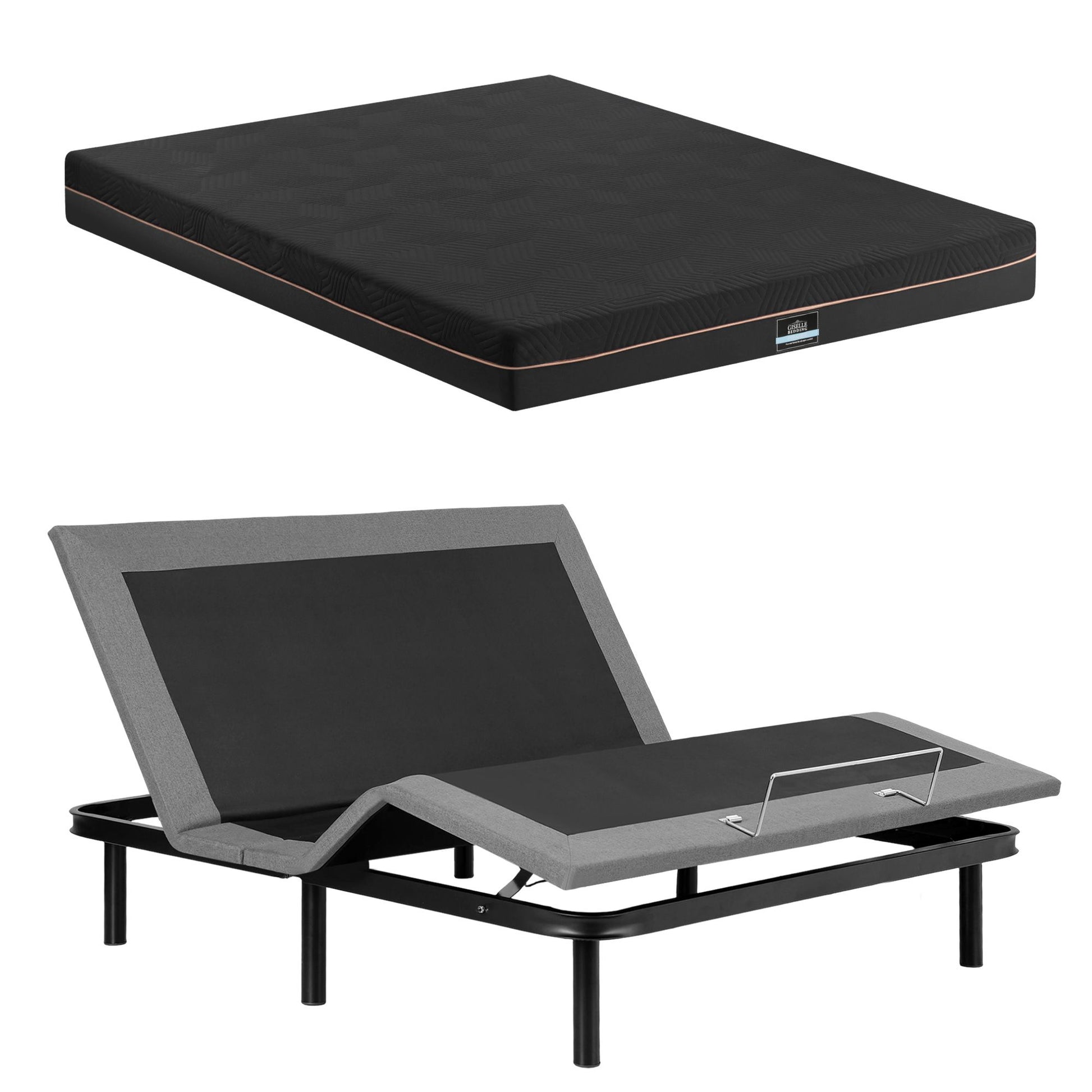 Artiss King size bed frame with Giselle Bedding King Mattress, adjustable bed Base Combo for Snoring Relief, EAB-8183-SHADOW-18-K