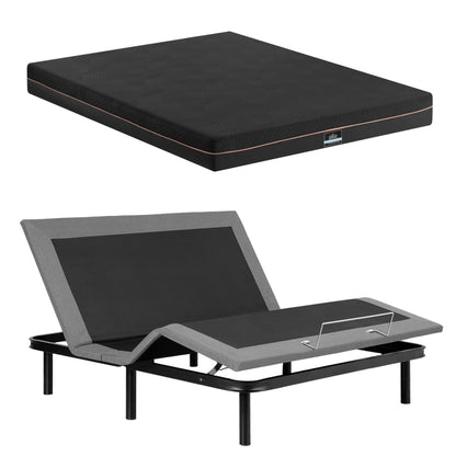 Artiss King size bed frame with Giselle Bedding King Mattress, adjustable bed Base Combo for Snoring Relief, EAB-8183-SHADOW-18-K