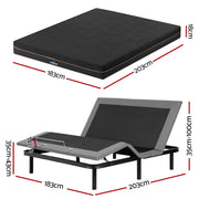 Artiss King size bed frame with Giselle Bedding King Mattress, adjustable bed Base Combo for Snoring Relief, Independent Head Foot Incline, Wireless Remote, Black,18cm Thickness