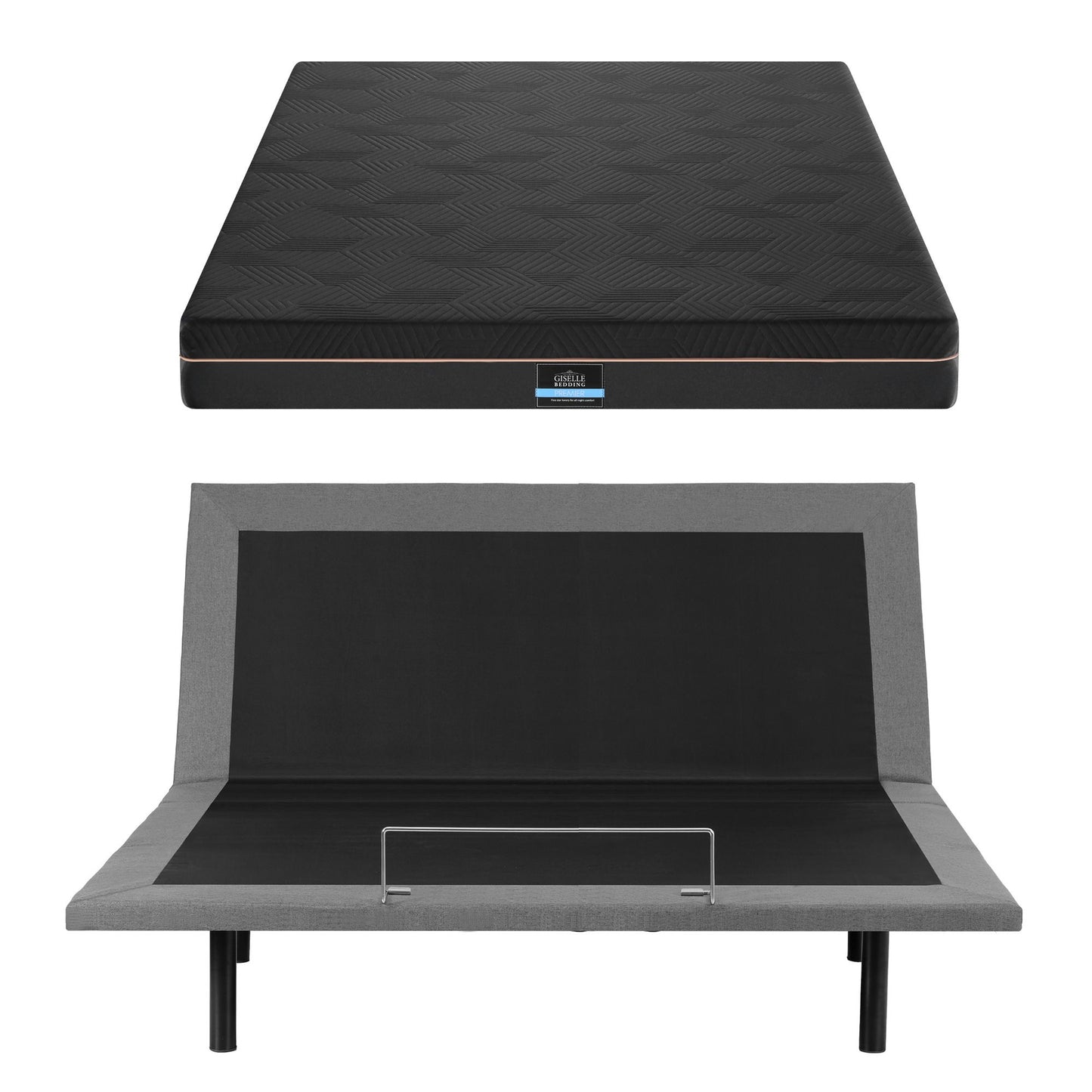 Artiss King size bed frame with Giselle Bedding King Mattress, adjustable bed Base Combo for Snoring Relief, EAB-8183-SHADOW-18-K