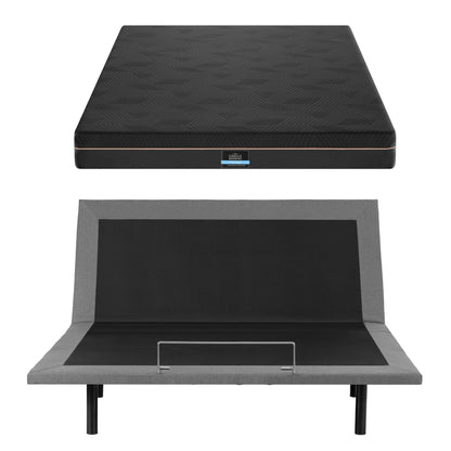 Artiss King size bed frame with Giselle Bedding King Mattress, adjustable bed Base Combo for Snoring Relief, EAB-8183-SHADOW-18-K