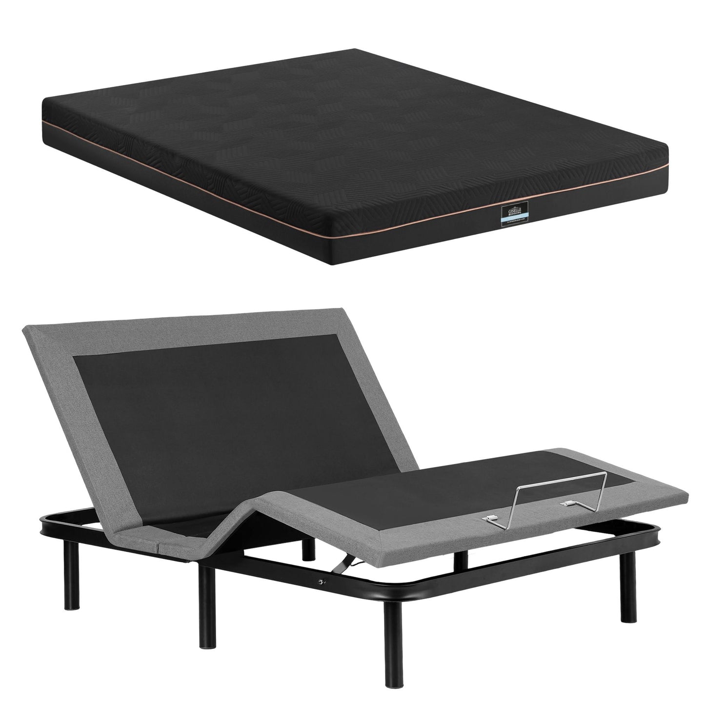 Artiss Queen size bed frame with Giselle Bedding Queen Mattress, adjustable bed Base Combo for Snoring EAB-8183-SHADOW-18-Q