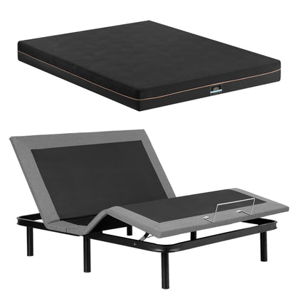 Artiss Queen size bed frame with Giselle Bedding Queen Mattress, adjustable bed Base Combo for Snoring EAB-8183-SHADOW-18-Q