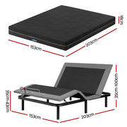 Artiss Queen size bed frame with Giselle Bedding Queen Mattress, adjustable bed Base Combo for Snoring Relief, Independent Head Foot Incline, Wireless Remote, Black,18cm Thickness