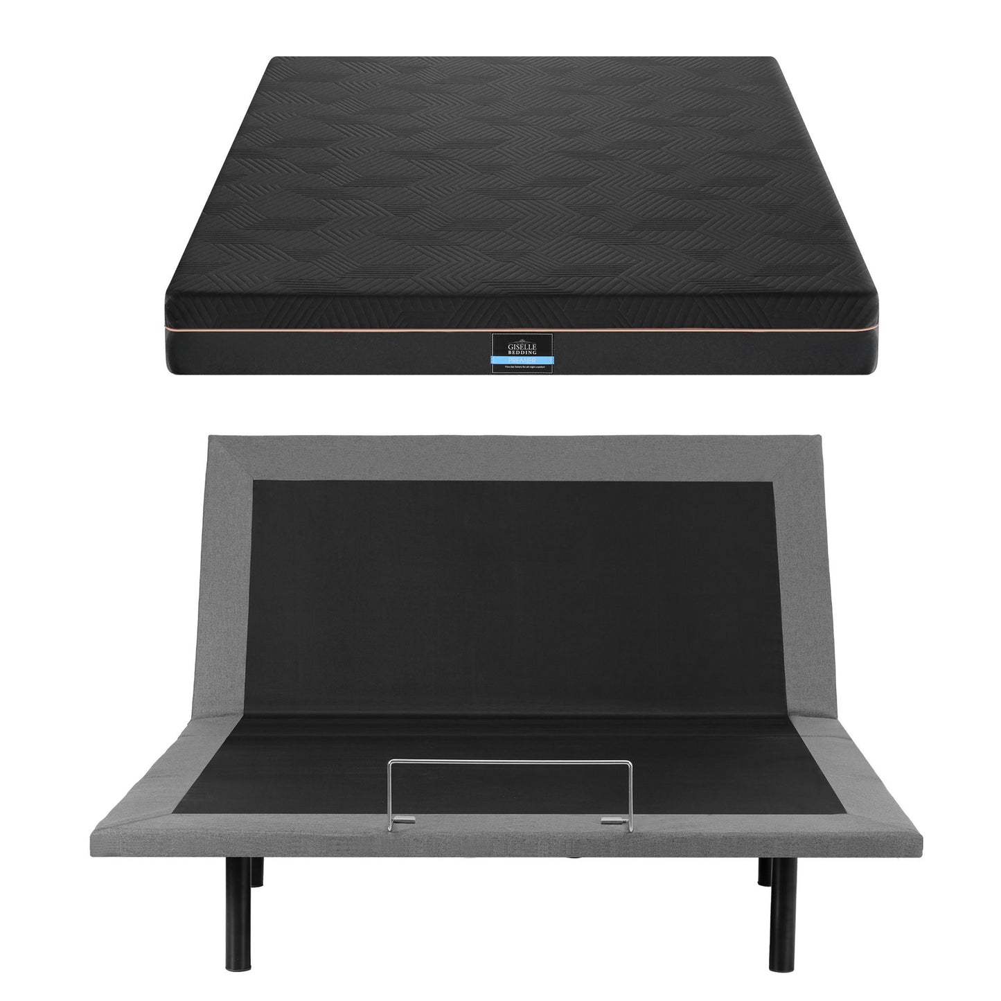 Artiss Queen size bed frame with Giselle Bedding Queen Mattress, adjustable bed Base Combo for Snoring EAB-8183-SHADOW-18-Q
