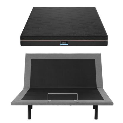 Artiss Queen size bed frame with Giselle Bedding Queen Mattress, adjustable bed Base Combo for Snoring EAB-8183-SHADOW-18-Q