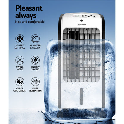 Devanti Evaporative Air Cooler Conditioner 4L EAC-C-RC-02S-GR