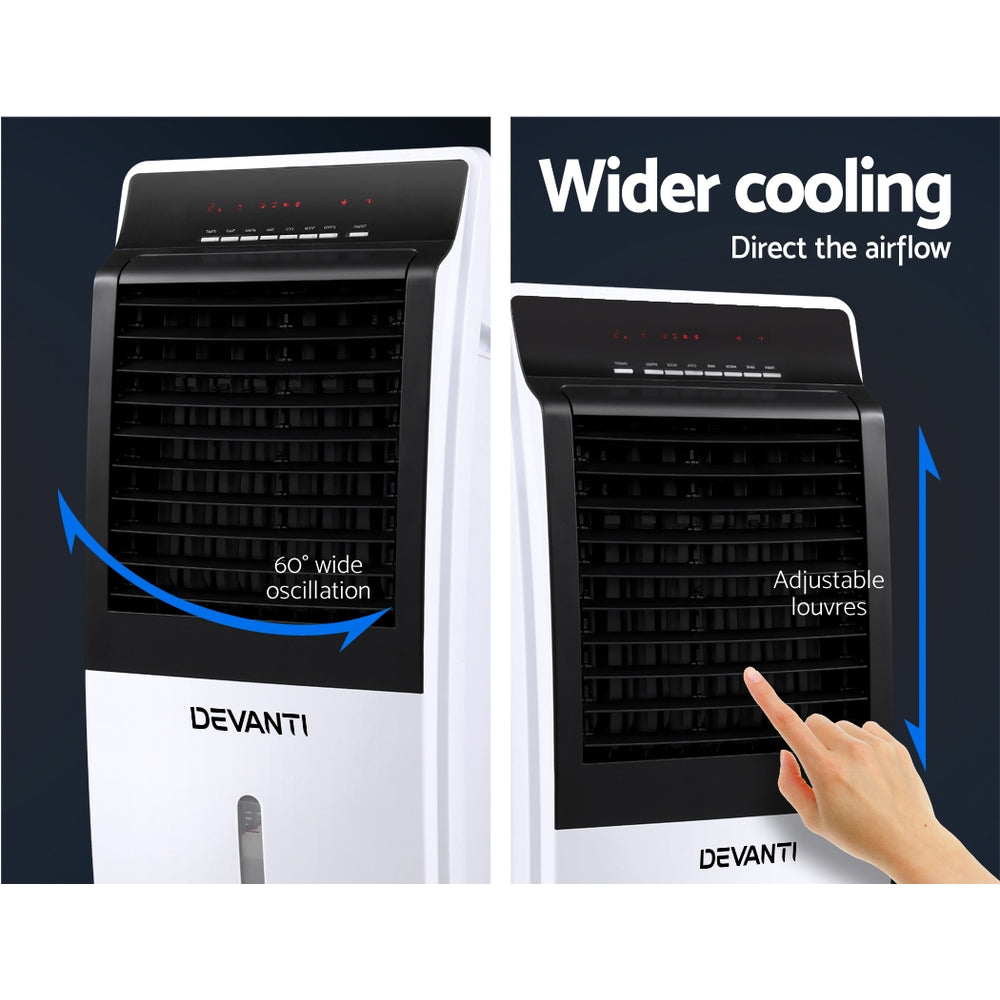 Devanti Evaporative Air Cooler Fan Conditioner 8L EAC-C-RC-11B-WH