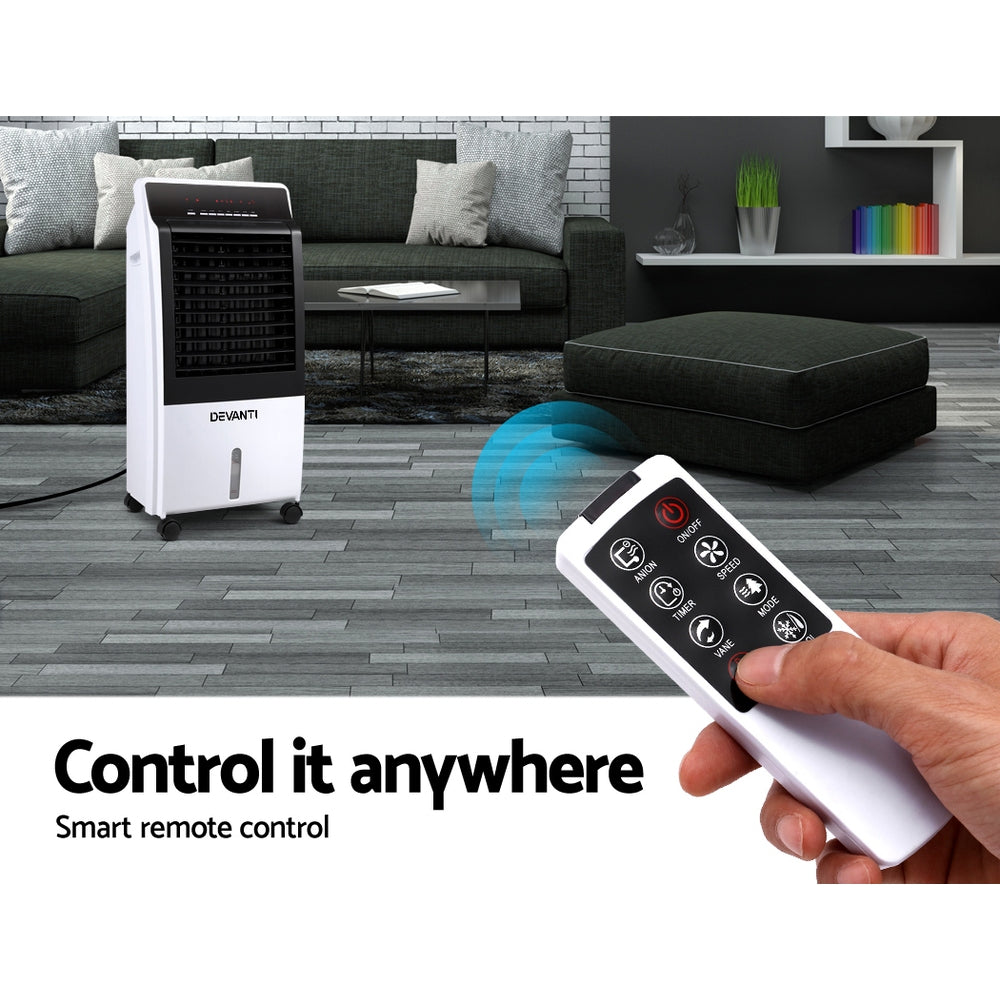 Devanti Evaporative Air Cooler Fan Conditioner 8L EAC-C-RC-11B-WH