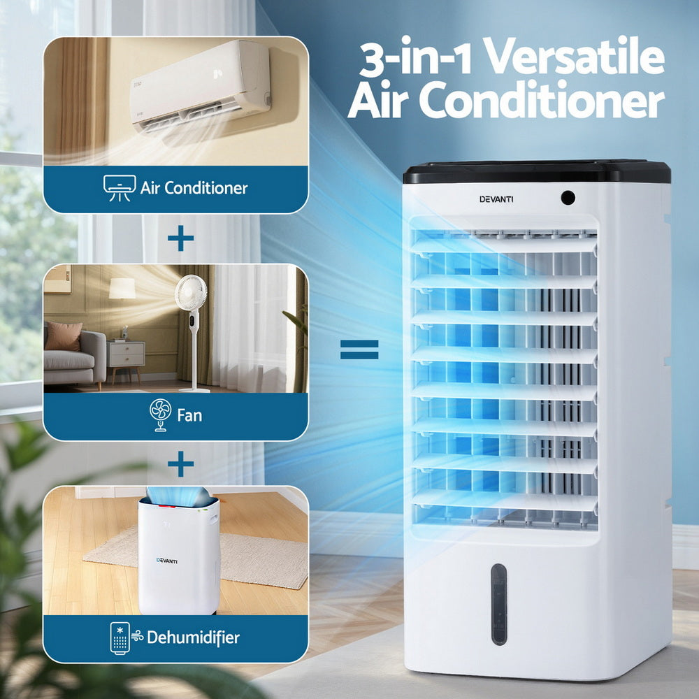 Devanti Evaporative Air Cooler Conditioner w/ Remote 4L EAC-C-RC-4L-WH
