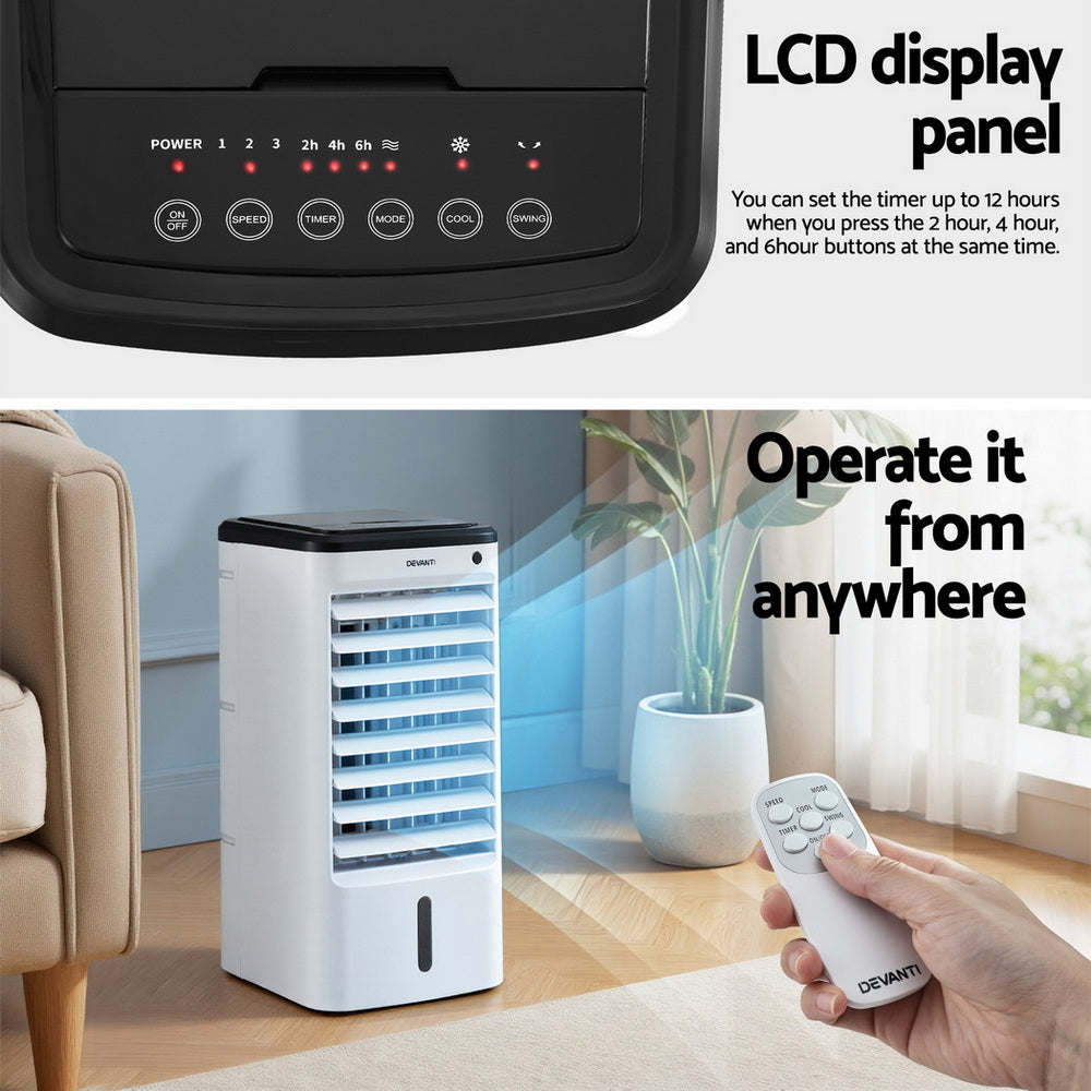 Devanti Evaporative Air Cooler Conditioner w/ Remote 4L EAC-C-RC-4L-WH
