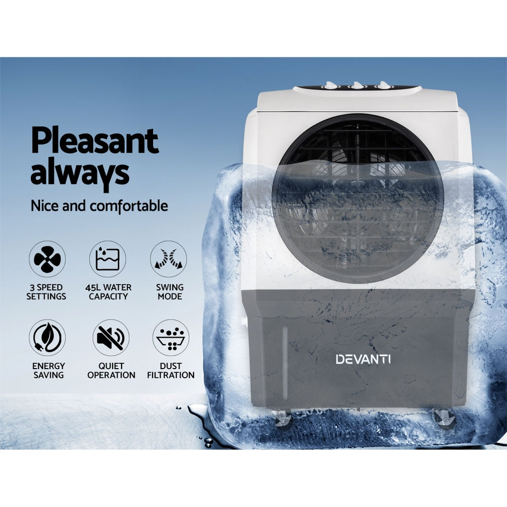 Devanti Evaporative Air Cooler Conditioner 45L EAC-E-020-BT-BL-WH
