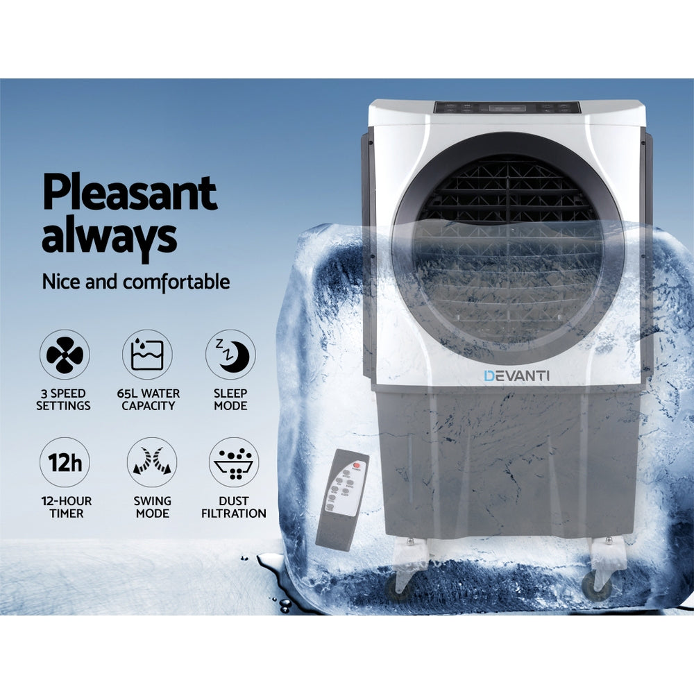 Devanti Evaporative Air Cooler Conditioner 60L EAC-E-050-RC-BL-WH