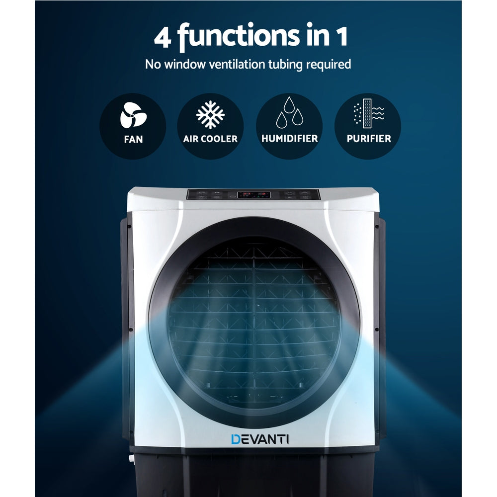 Devanti Evaporative Air Cooler Conditioner 60L EAC-E-050-RC-BL-WH