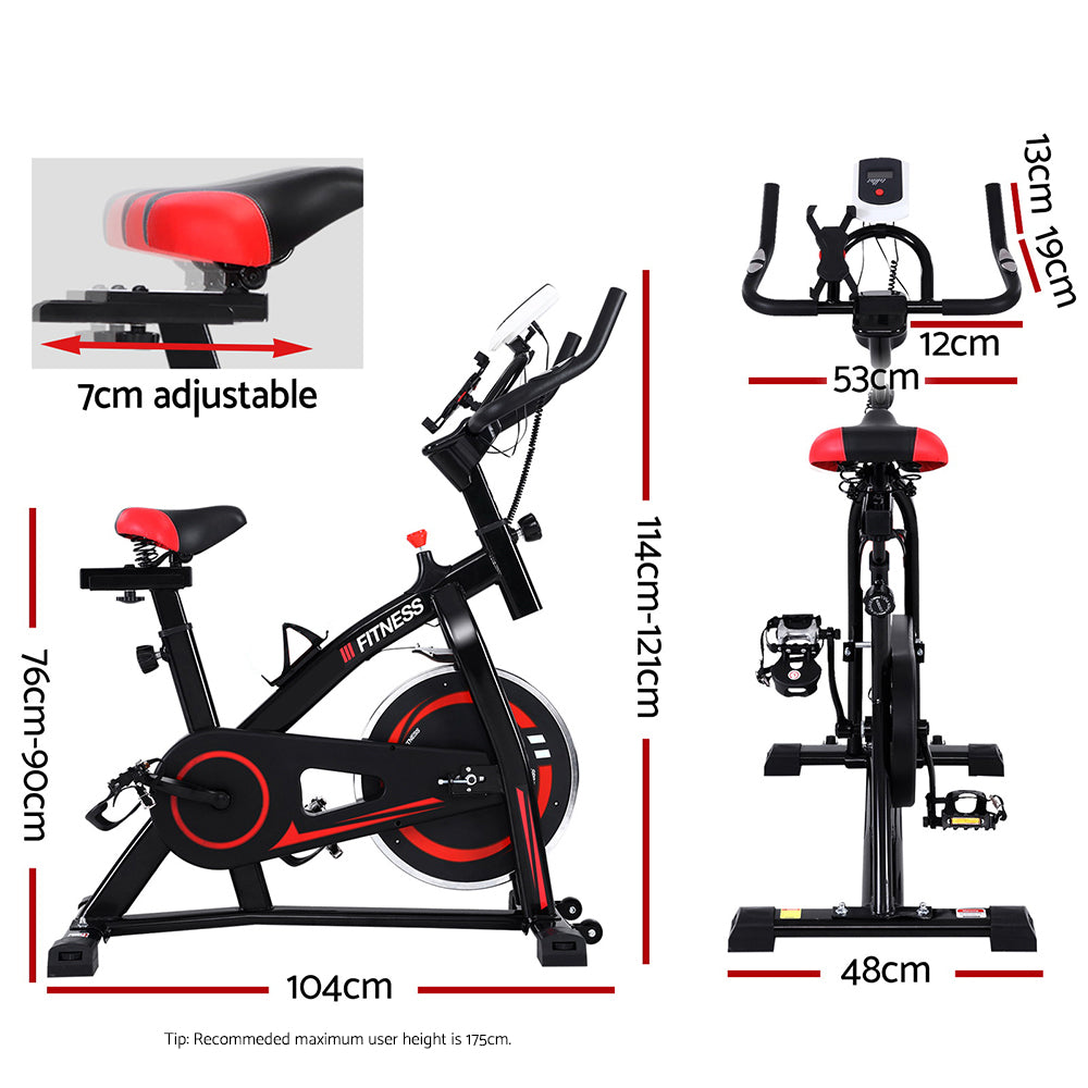 Spin Exercise Bike Flywheel Fitness Commercial Home Workout Gym Machine Bonus Phone Holder Black EB-A-SPIN-01-BK