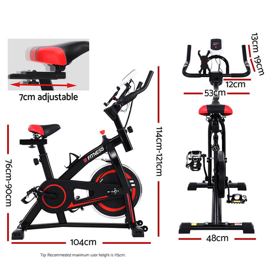 Spin Exercise Bike Flywheel Fitness Commercial Home Workout Gym Machine Bonus Phone Holder Black EB-A-SPIN-01-BK