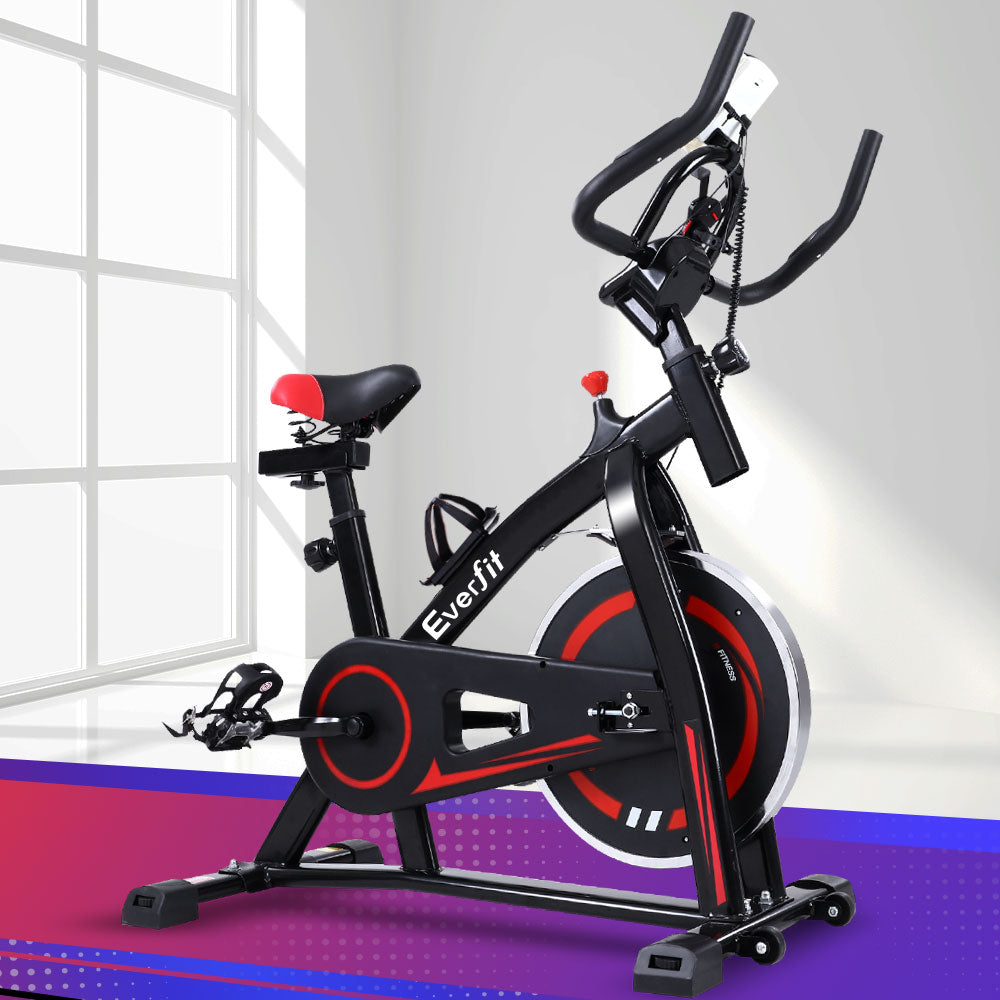 Spin Exercise Bike Flywheel Fitness Commercial Home Workout Gym Machine Bonus Phone Holder Black EB-A-SPIN-01-BK