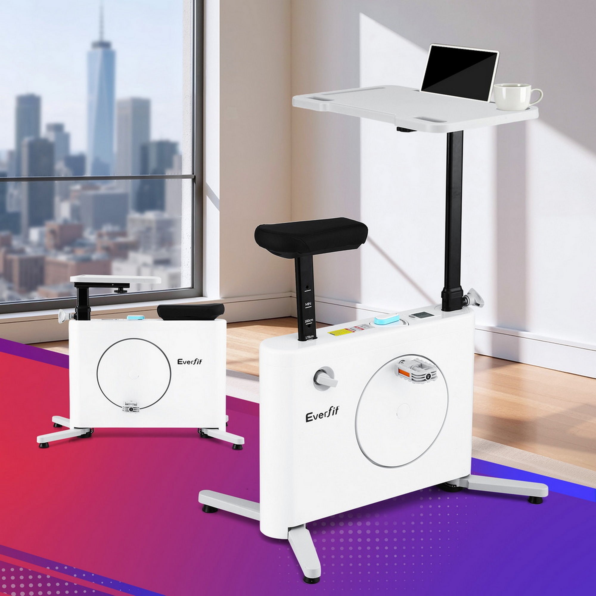Everfit Exercise Bike Magnetic Desk Bike with Tabletop Fitness Home Workout Gym EB-B-DESK-BIKE-WH