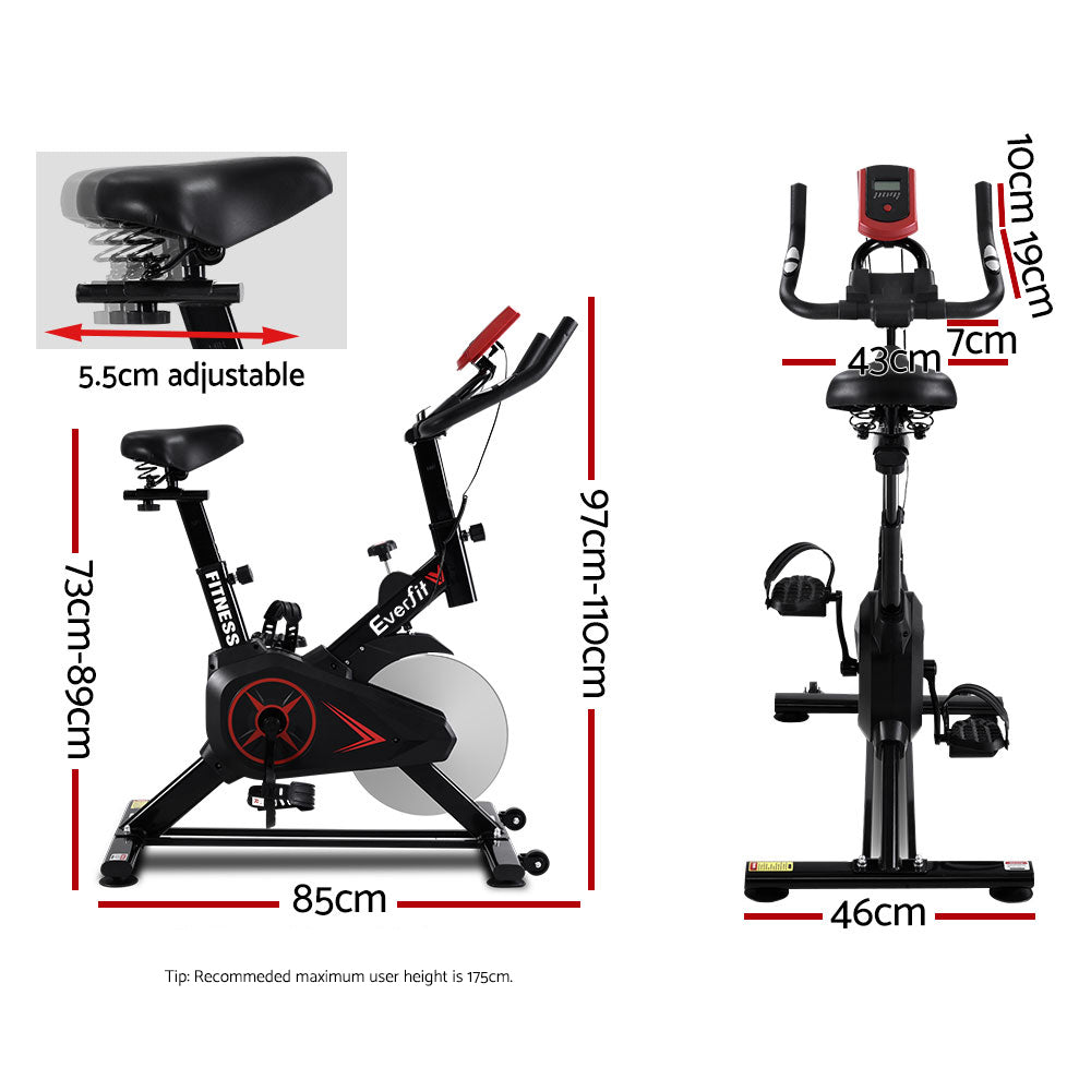 Everfit Spin Bike Exercise Bike Flywheel Cycling Home Gym Fitness Machine EB-B-SPIN-01-BK