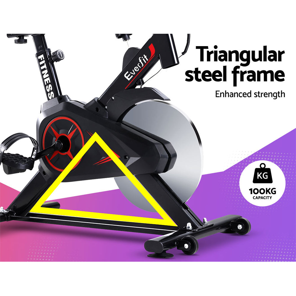 Everfit Spin Bike Exercise Bike Flywheel Cycling Home Gym Fitness Adjustable EB-B-SPIN-01-BK-DDS