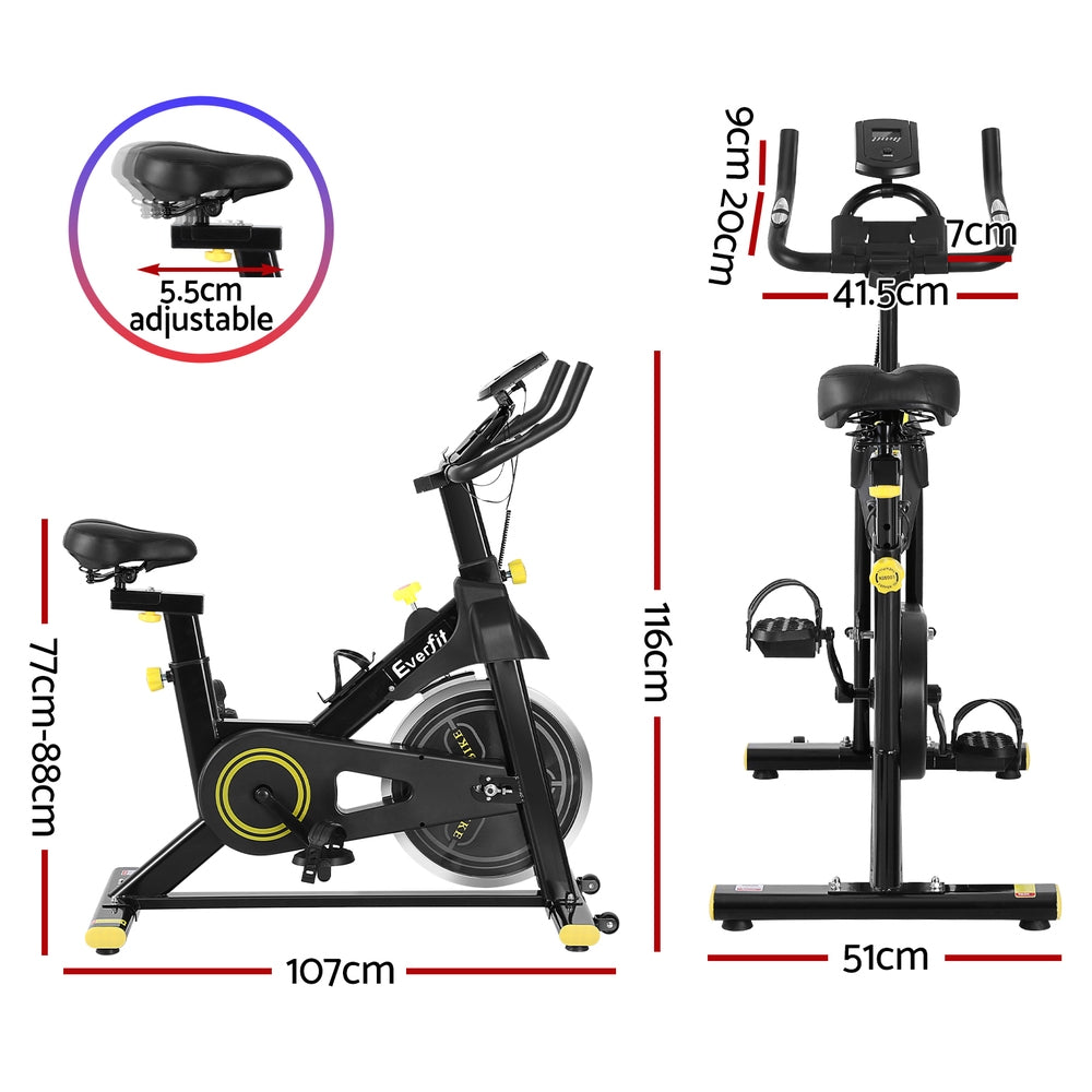 Everfit Spin Bike Exercise Bike Cardio Gym Bluetooth APP Connectable EB-B-SPIN-04-BK