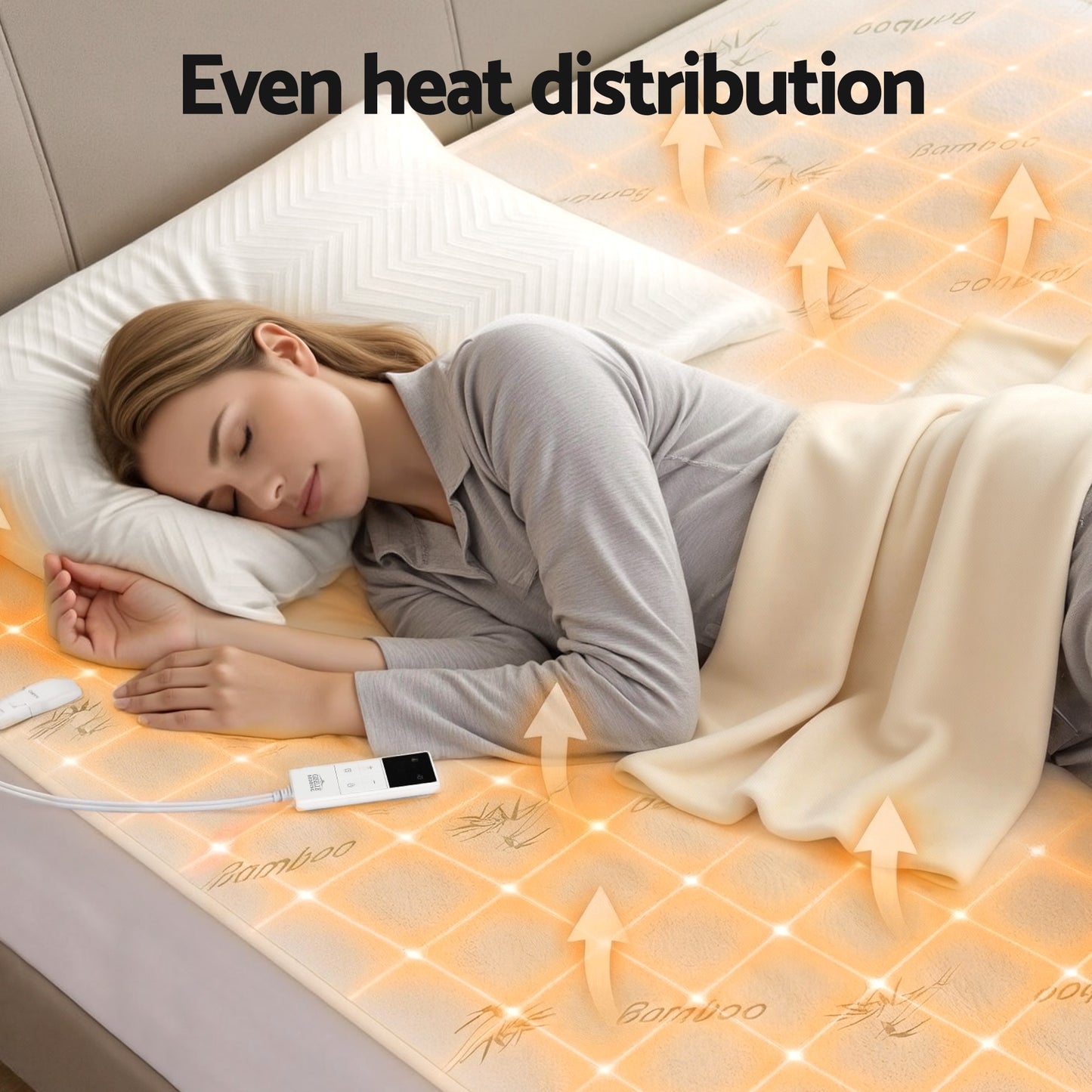 Giselle Electric Blanket Bamboo Fabric Double Fitted Heated Pad Underlay Washable Winter EB-C-BAM-LCD-D