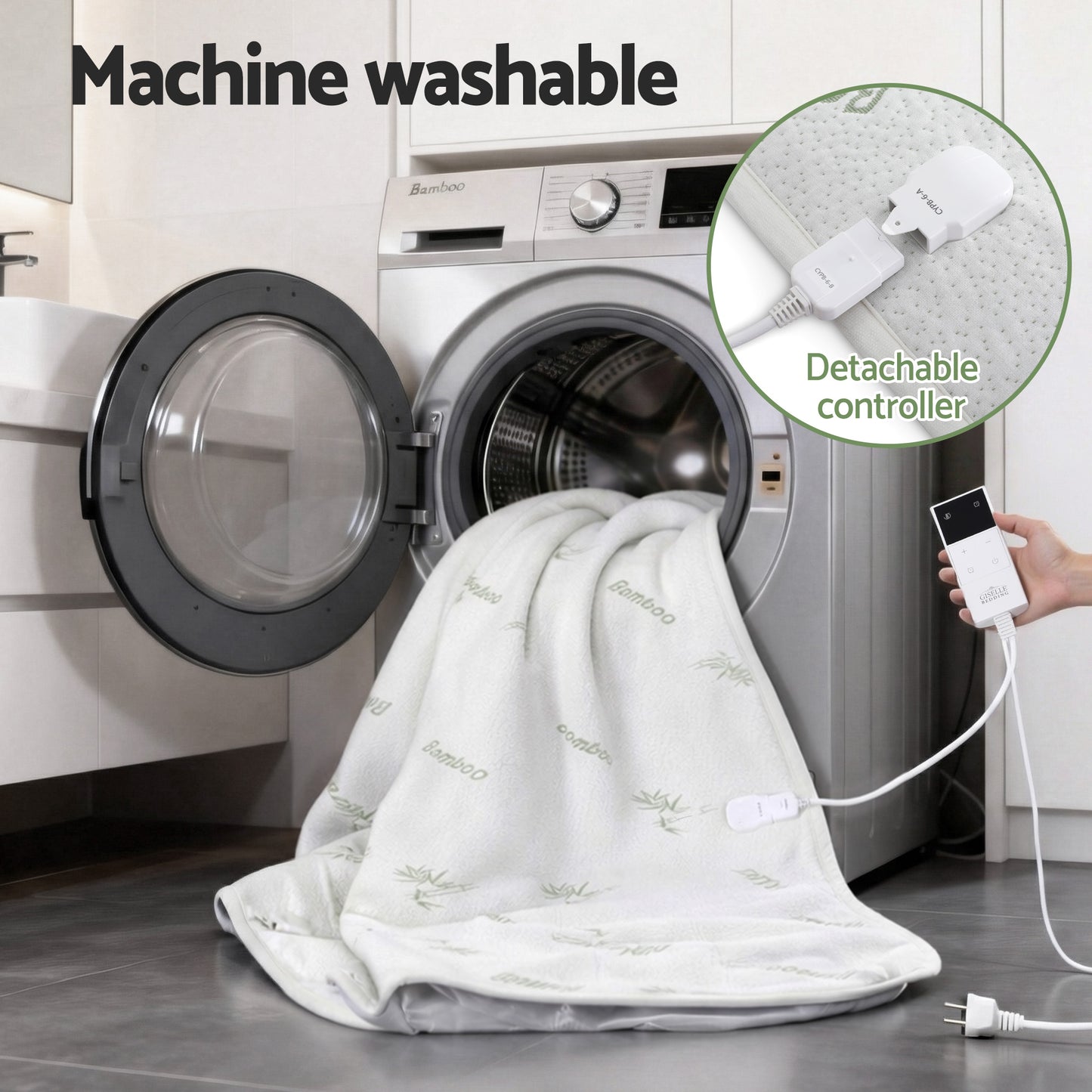 Giselle Electric Blanket Bamboo Fabric Double Fitted Heated Pad Underlay Washable Winter EB-C-BAM-LCD-D