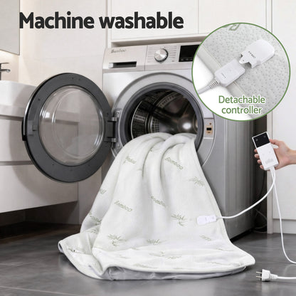 Giselle Electric Blanket Bamboo Fabric Queen Fitted Heated Pad Underlay Washable Winter EB-C-BAM-LCD-Q