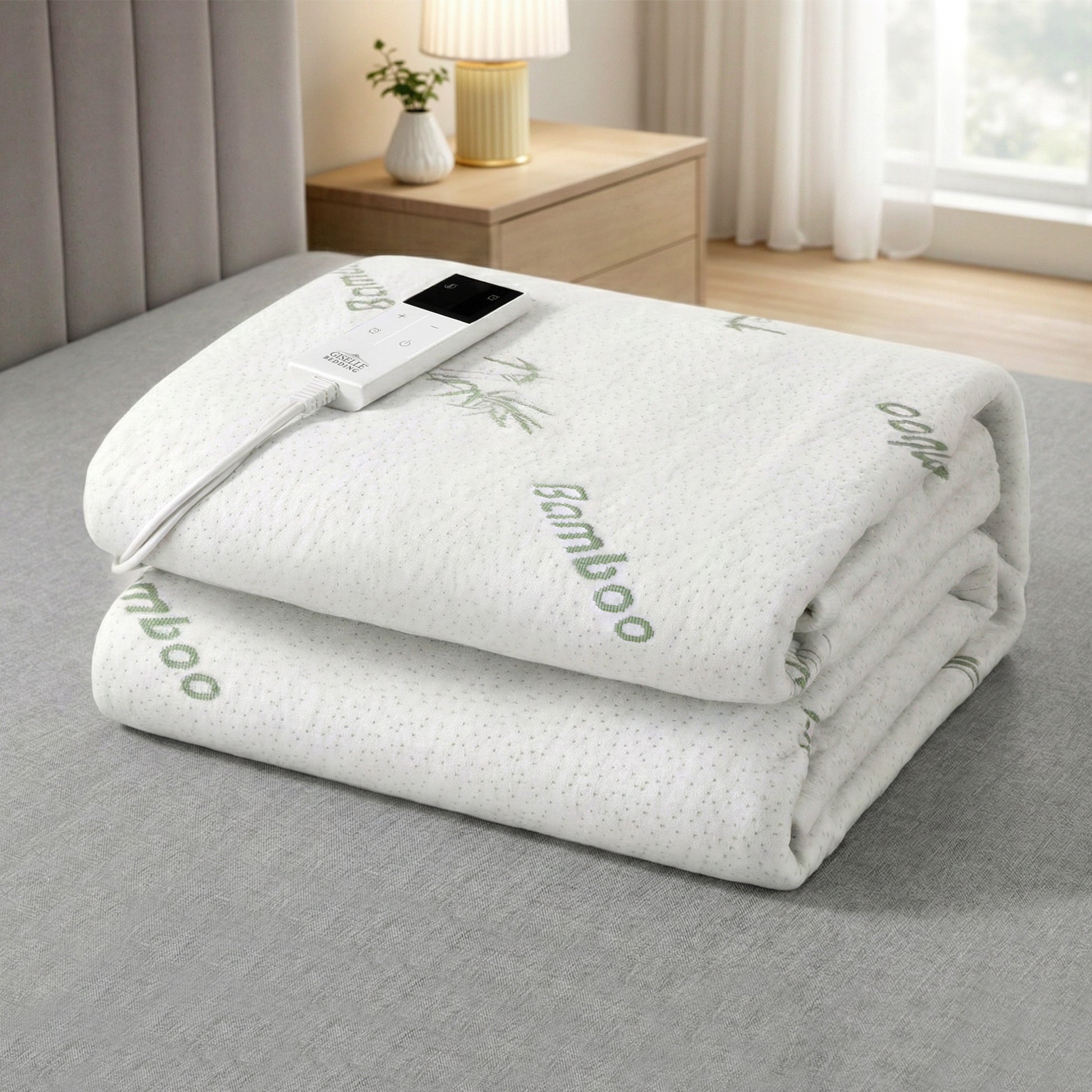 Giselle Electric Blanket Bamboo Fabric Single Fitted Heated Pad Underlay Washable Winter EB-C-BAM-LCD-S