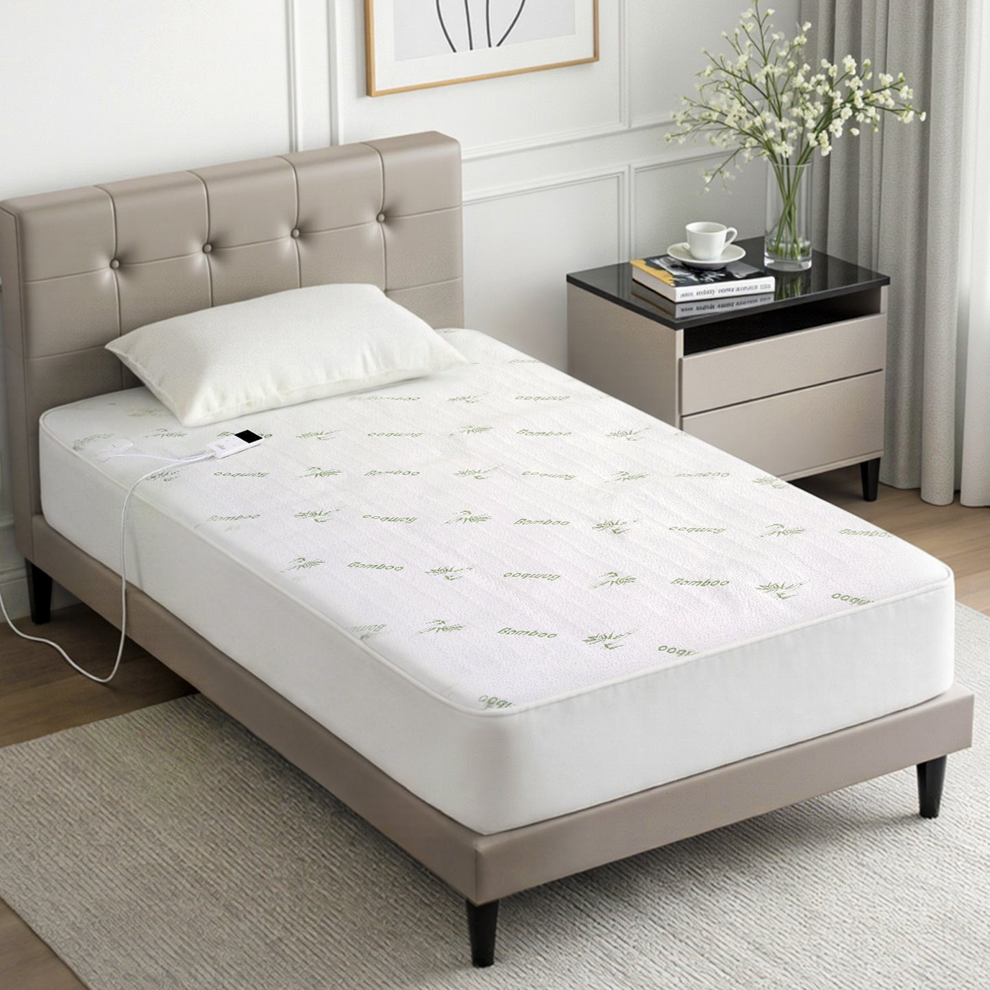 Giselle Electric Blanket Bamboo Fabric Single Fitted Heated Pad Underlay Washable Winter EB-C-BAM-LCD-S