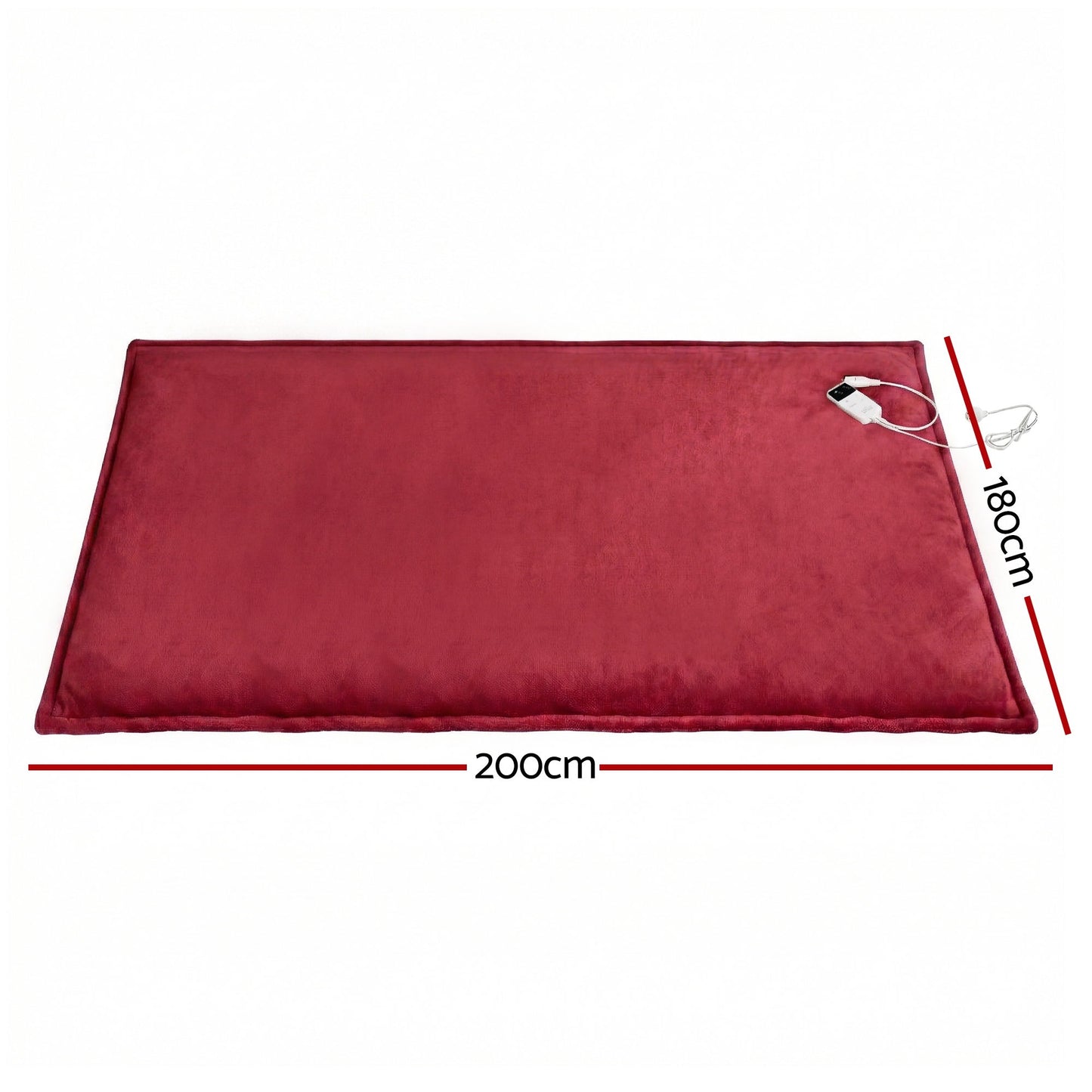 Giselle Electric Throw Rug Double Size 200x180cm Fleece Flannel Heated Blanket Burgundy EB-C-THROW-DS-200-BGD