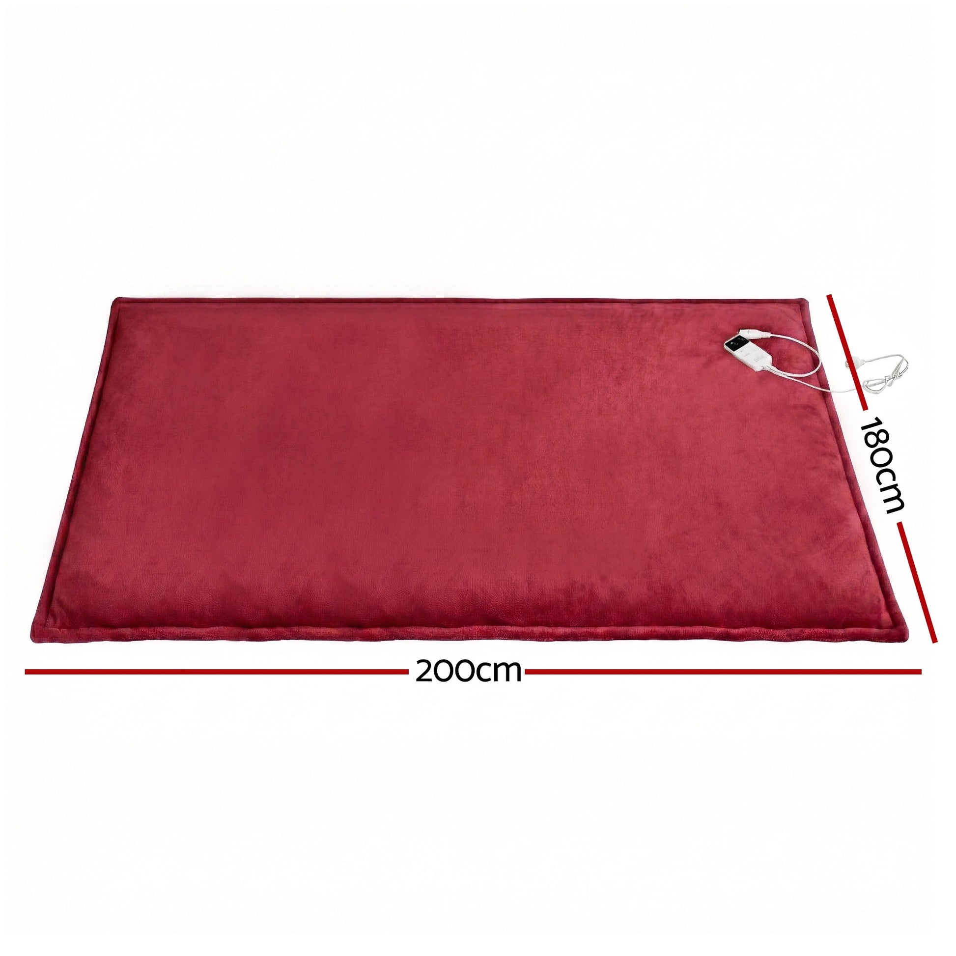 Giselle Electric Throw Rug Double Size 200x180cm Fleece Flannel Heated Blanket Burgundy EB-C-THROW-DS-200-BGD