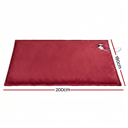 Giselle Electric Throw Rug Double Size 200x180cm Fleece Flannel Heated Blanket Burgundy EB-C-THROW-DS-200-BGD