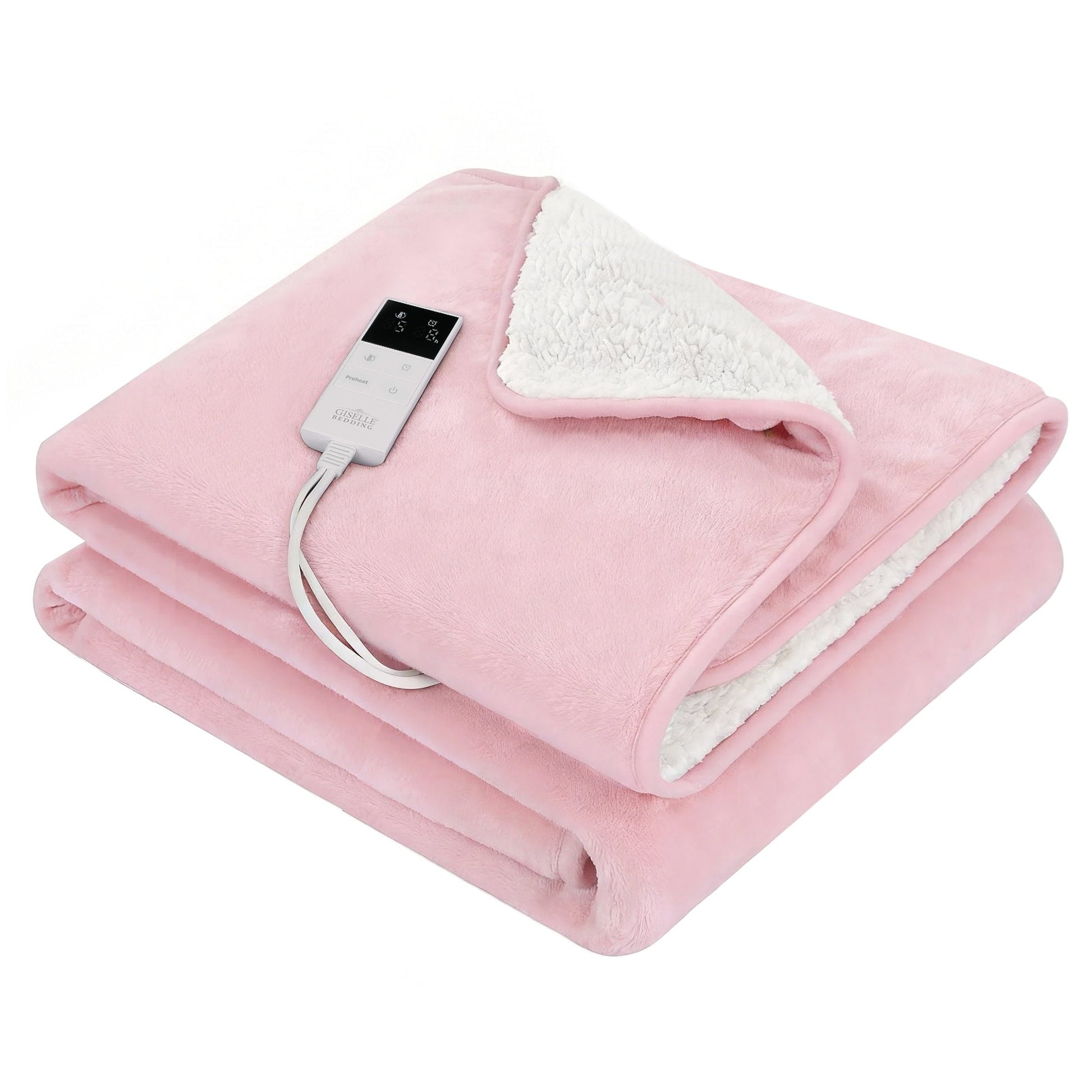 Giselle Electric Throw Rug Double Size 200x180cm Fleece Flannel Heated Blanket Pink EB-C-THROW-DS-200-PK