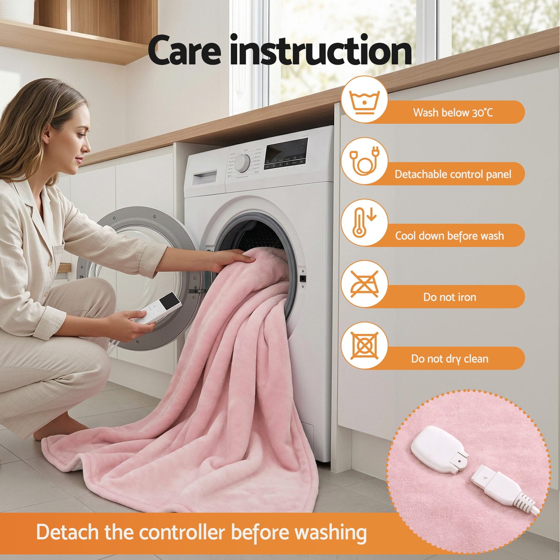 Giselle Electric Throw Rug Double Size 200x180cm Fleece Flannel Heated Blanket Pink EB-C-THROW-DS-200-PK